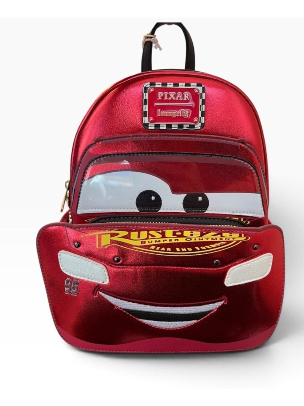 Loungefly Disney Pixar Cars Red Metallic Lightning McQueen Mini Backpack NWT